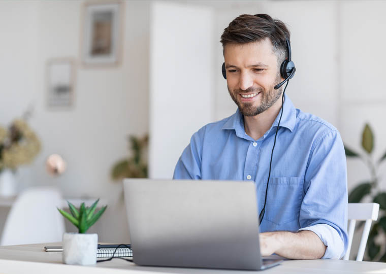 Customer Support Customer Support personnel answering a phone call for HBS Systems